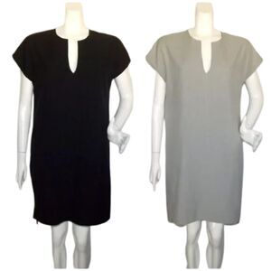 BETABRAND Reversible Dress, M, Black/Gray, Split neck, Pockets, Drop shoulder